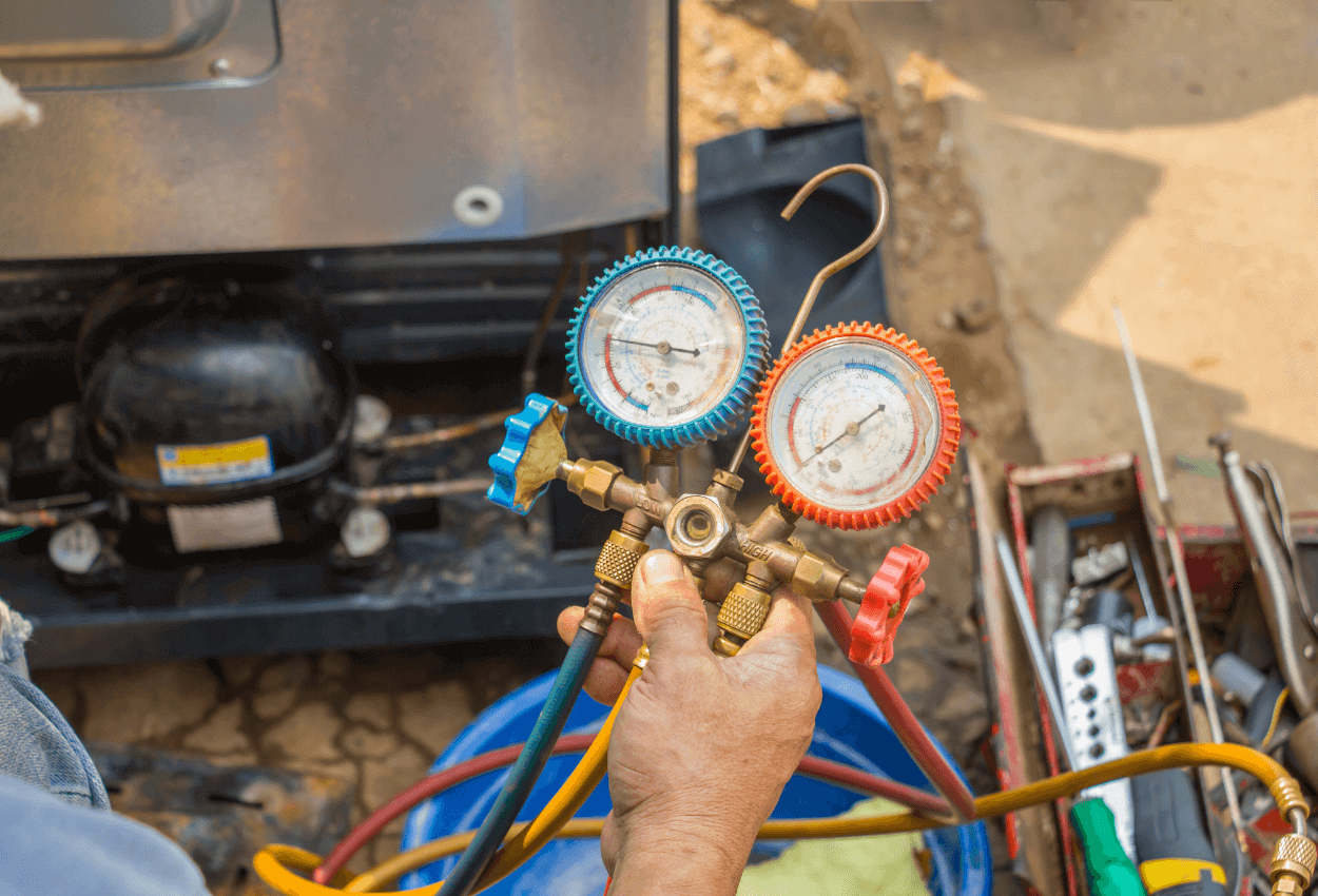 A picture of low refrigerant in an HVAC system.